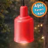 Bahçe Ve Dekoratif Amaçlı E-27 Standart Duy Uyumlu Kırmızı Renkli Ağaç Feneri (Ampul Hariç)