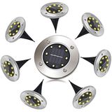 Bahçe ve dış mekan için güneş enerjili lambalar (bir pakette 8 adet) su geçirmez solar lamba, beyaz ışık, çevre dostu bahçe lambaları, 8 LED'li çim için