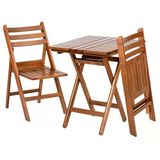 Bahçeci İspanya Katlanır Ahşap Bahçe Balkon Takımı: 60X60 Masa + 2 Sandalye Set
