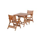 Bahçeci London Atina Katlanır Ahşap Bahçe Balkon Takımı -80x80 Masa + 2 Sandalye Set