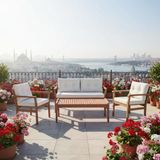 Bahçeci Paris Ahşap Bahçe Balkon Oturma Grubu 4 Kişilik + Sehpa