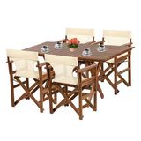 Bahçeci Rejisör Katlanır Ahşap Bahçe Balkon Seti: 80X120 Masa + 4 Sandalye