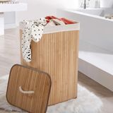 Bahçem Bambu Kirli Çamaşır Sepeti Dikdörtgen - 40x30x60 cm - Krem