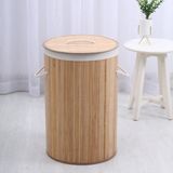 Bahçem Bambu Kirli Çamaşır Sepeti ,yuvarlak Natural Sepet 35X60CM - 35 x 60 cm