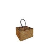 Bahçem Dekoratif Bambu Hasır Banyo Organizer / Kaşıklık / Dekoratif Obje 4 Bölmeli 20x20x11 Cm