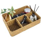 Bahçem Dekoratif Dikdörtgen Bambu Sepet Düzenleyici 4 Bölmeli - Naturel - 1 Adet - 26 x 20 x Y6 cm