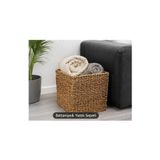 Bahçem Dekoratif Katlanır Kare Hasır Seagrass Saklama/Depolama Sepeti/Düzenleyici 32x32cm 1 Adet