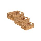 Bahçem Dekoratif Natural Water Hyacinth Dikdörtgen Hasır Sepet Düzenleyici / Organizer 3'lü Set