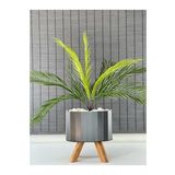 Bahçem Yapay Çiçek Palmiye Ahşap Elips Saksılı Areka Yapay Bitki Salon Çiçeği 9 Dallı 65cm