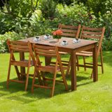 Bahçeme Albatros Ahşap Bahçe Balkon Takımı: 80X120 Sabit Masa + 4 Katlanır Sandalye