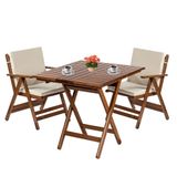 Bahçeme Antalya Ahşap 60x60 Masa + 2 Minderli SandalyeBahçe Balkon Seti