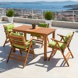 Bahçeme Antalya Ahşap Bahçe Balkon Seti: 80X120 Sabit Masa +6 Düğme Minderli Sandalye