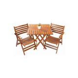 Bahçeme Antalya Ahşap Bahçe Balkon Takımı 60x80 Masa +2 Sandalye Katlanır Set