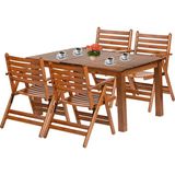 Bahçeme Antalya Ahşap Bahçe Balkon Takımı: 80X120 Sabit Ayaklı Masa + 4 Katlanır Sandalye Set