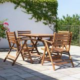 Bahçeme Antalya Katlanır Ahşap Bahçe Balkon Seti: 60X100 Masa + 4 Sandalye