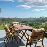 Bahçeme Antalya Katlanır Ahşap Bahçe Balkon Seti: 60X80 Masa +4 Sandalye