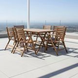 Bahçeme Antalya Katlanır Ahşap Bahçe Balkon Seti: 80X120 Masa + 6 Sandalye