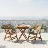 Bahçeme Antalya Katlanır Ahşap Bahçe Balkon Takımı: 80X80 Masa + 2 Sandalye Set