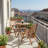 Bahçeme Antalya Katlanır Ahşap Bahçe Balkon Takımı: 90Lık Masa + 2 Sandalye
