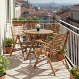 Bahçeme Antalya Katlanır Ahşap Bahçe Balkon Takımı: 90Lık Masa + 3 Sandalye