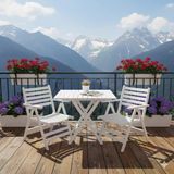 Bahçeme Antalya Katlanır Ahşap Bahçe Balkon Takımı Beyaz: 60X60 Masa + 2 Sandalye Set