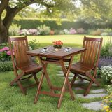 Bahçeme Avşa Ahşap Bahçe Takımı - 60X60 Masa + 2 Sandalye Katlanır Balkon Set