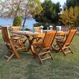 Bahçeme Avşa Ahşap Bahçe Takımı: 80X140+40 Masa + 6 Katlanır Sandalye