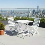 Bahçeme Avşa Ahşap Bahçe Takımı Beyaz - 60X80 Masa + 2 Sandalye Katlanır Balkon Set