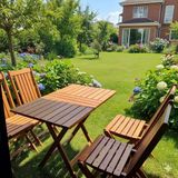 Bahçeme Avşa Ahşap Katlanır Bahçe Balkon Takımı: 80X120 Masa + 4 Sandalye