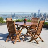 Bahçeme Avşa Ahşap Katlanır Bahçe Balkon Takımı: 80X80 Masa + 4 Sandalye