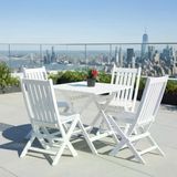 Bahçeme Avşa Ahşap Katlanır Bahçe Balkon Takımı Beyaz: 80X80 Masa + 4 Sandalye