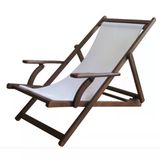 Bahçeme Belek Ahşap Şezlong - Kolçaklı, 4 Kademeli, Pvc Gerdirme Kumaş - Plaj Havuz Bahçe Şezlongu