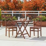 Bahçeme Çeşme Ahşap Bahçe Balkon Seti: 80X80 Katlanır Masa + 2 Sandalye