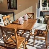 Bahçeme Çeşme Lx Ahşap Bahçe Balkon Seti: 80X120 Katlanır Masa + 4 Sandalye