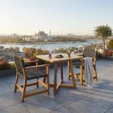 Bahçeme Gökçeada Ahşap Bahçe Takımı: 85X85 Masa + 2 Sandalye - Masif Kestane