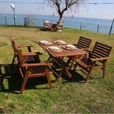 Bahçeme Heybeli Lx Katlanır Ahşap Bahçe Takımı: 80X140 Masa + 4 Sandalye