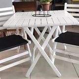Bahçeme Kaş 60X60 Katlanır Ahşap Masa - Beyaz Renk Teras Balkon Bahçe Masası