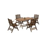 Bahçeme KL BAHÇE Ahşap Bahçe Balkon Seti 80x120 Masa + 4 Sandalye -Ürgüp Katlanır Set