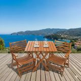 Bahçeme London Ahşap Bahçe Balkon Takımı: 60X60 Masa + 2 Sandalye Katlanır Set