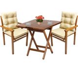 Bahçeme Manavgat Ahşap 60x80 Katlanır Masa + 2 Sandalye Bahçe Takımı