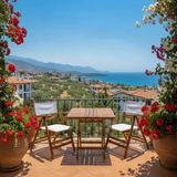 Bahçeme Marmaris Ahşap Bahçe Balkon Seti: 80X80 Masa +2 Gri Pvcli Sandalye