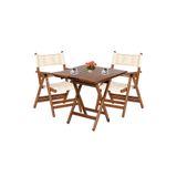 Bahçeme Marmaris Ahşap Bahçe Balkon Takımı: 60x80 Masa + 2 Minderli Sandalye Katlanır Set