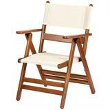Bahçeme Marmaris Katlanır Sandalye - Masif Gürgen Ahşap & Krem Pvc Kumaş