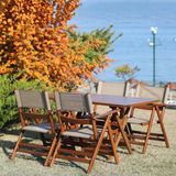 Bahçeme Marmaris Lx Pvcli Ahşap Bahçe Balkon Seti: 80X120 Masa + 4 Sandalye Katlanır Takım