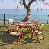 Bahçeme Marmaris Minderli Ahşap Bahçe Balkon Seti: 90Lık Masa + 4 Sandalye Katlanır Takım