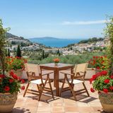 Bahçeme Marmaris Pvcli Ahşap Bahçe Balkon Seti: 70X70 Sabit Masa + 2 Katlanır Sandalye