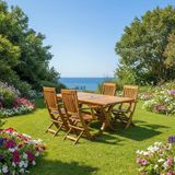 Bahçeme Muğla Ahşap Bahçe Takımı: 80X140 +40 Cm Uzayan Masa + 4 Katlanır Sandalye