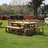 Bahçeme Taksim 9 Kişilik Kestane Bahçe Takımı: 5 Sandalye + 100X240 Masa + 40X240 Bank