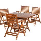 Bahçeme Ürgüp Ahşap 80x140 Masa + 4 Sandalye Katlanır Bahçe Takımı