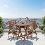Bahçeme Ürgüp Katlanır Ahşap Bahçe Balkon Seti: 60Lık Yuvarlak Masa + 2 Sandalye